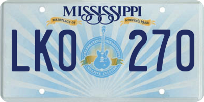 MS license plate LKO270