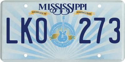 MS license plate LKO273