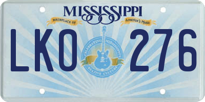 MS license plate LKO276