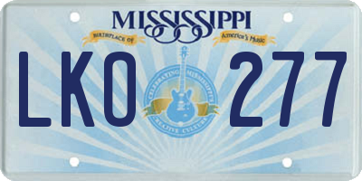 MS license plate LKO277