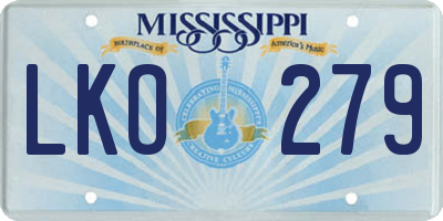 MS license plate LKO279