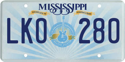 MS license plate LKO280