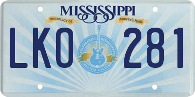 MS license plate LKO281