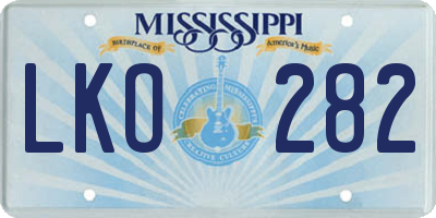 MS license plate LKO282