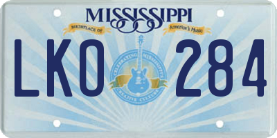 MS license plate LKO284