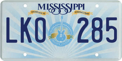 MS license plate LKO285