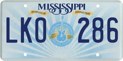 MS license plate LKO286