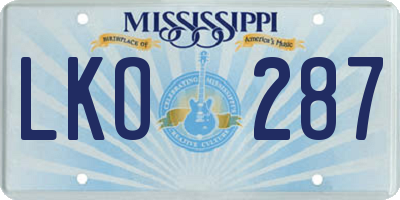 MS license plate LKO287