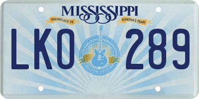 MS license plate LKO289