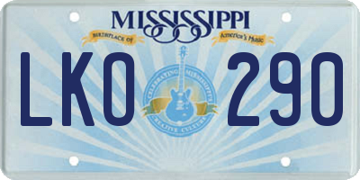 MS license plate LKO290