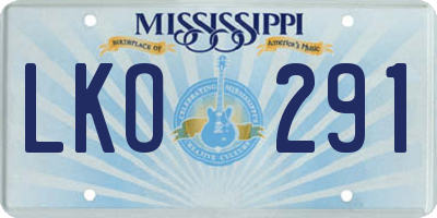 MS license plate LKO291