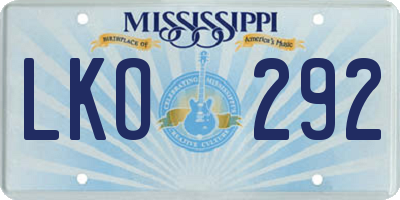 MS license plate LKO292
