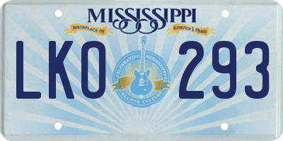 MS license plate LKO293