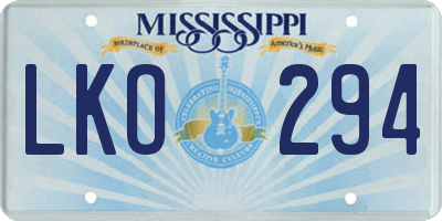 MS license plate LKO294
