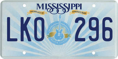 MS license plate LKO296