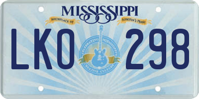 MS license plate LKO298