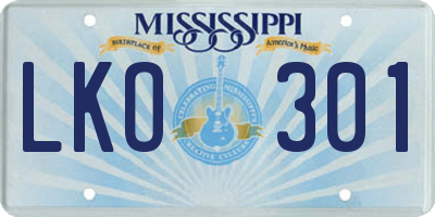 MS license plate LKO301