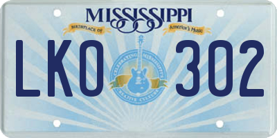 MS license plate LKO302