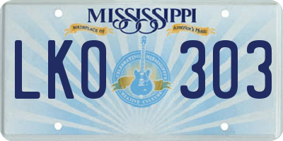 MS license plate LKO303