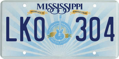 MS license plate LKO304