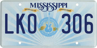 MS license plate LKO306
