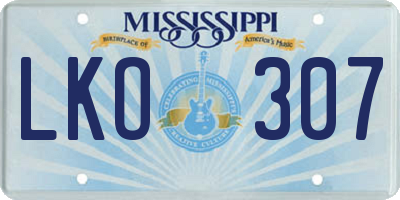 MS license plate LKO307
