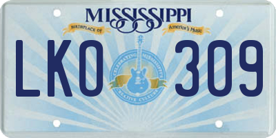 MS license plate LKO309