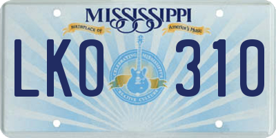 MS license plate LKO310