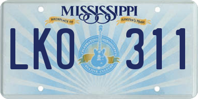 MS license plate LKO311