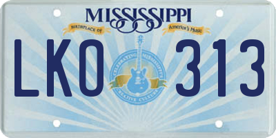 MS license plate LKO313