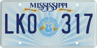 MS license plate LKO317