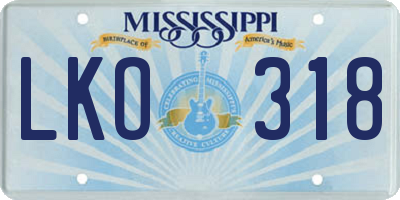 MS license plate LKO318