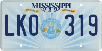 MS license plate LKO319