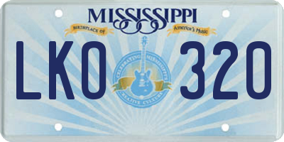 MS license plate LKO320