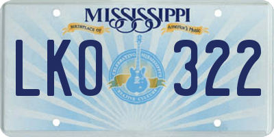 MS license plate LKO322