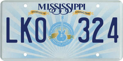 MS license plate LKO324