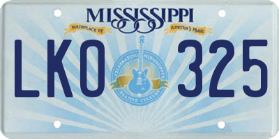 MS license plate LKO325