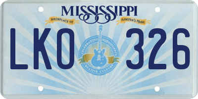 MS license plate LKO326