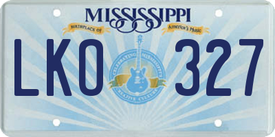 MS license plate LKO327