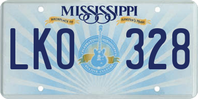MS license plate LKO328