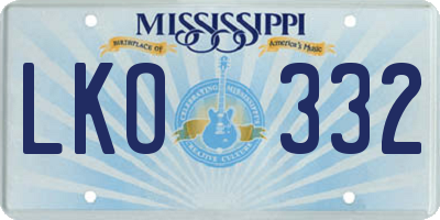 MS license plate LKO332