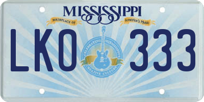 MS license plate LKO333