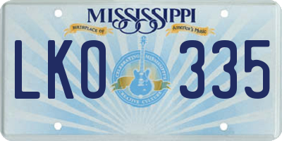 MS license plate LKO335