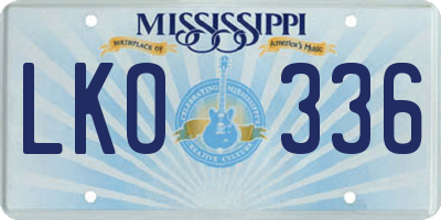 MS license plate LKO336