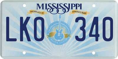 MS license plate LKO340
