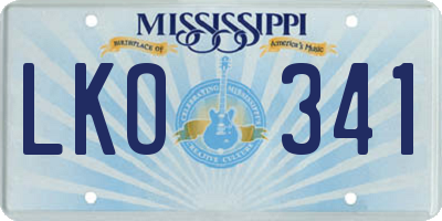 MS license plate LKO341
