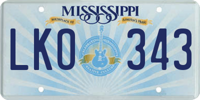 MS license plate LKO343