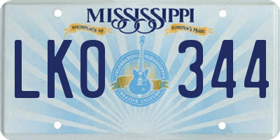 MS license plate LKO344