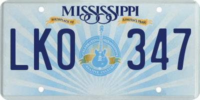 MS license plate LKO347