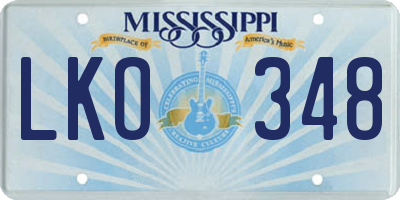 MS license plate LKO348